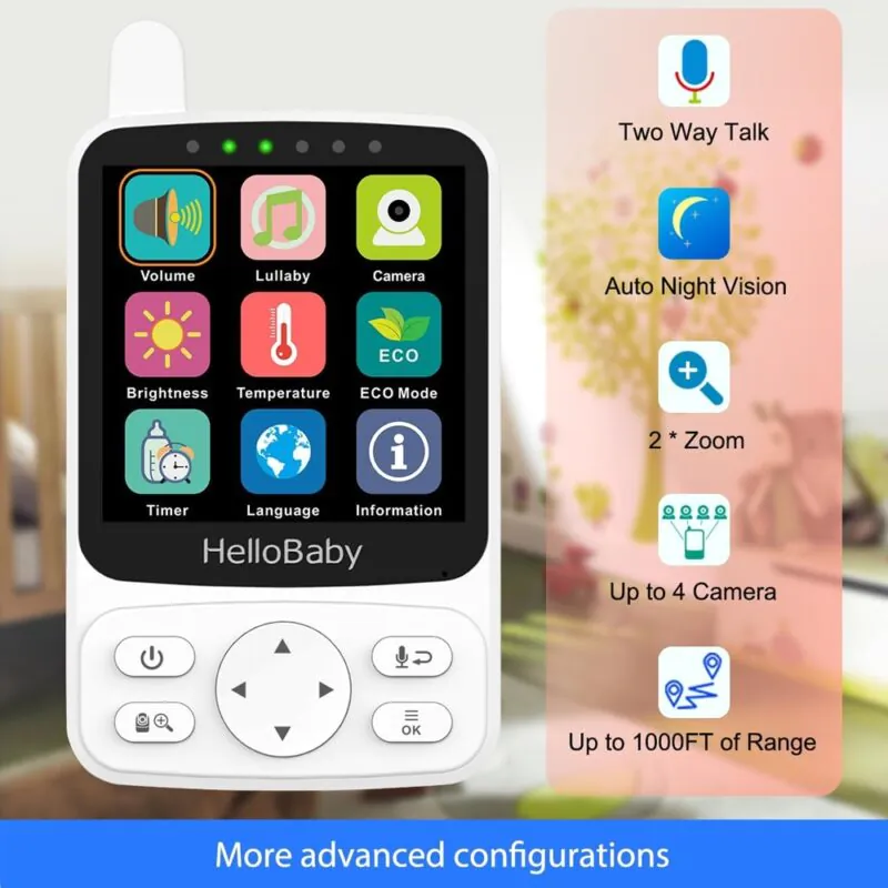 Babá Eletrônica HelloBaby Hb6240 Monitor Bebê 4" Branco