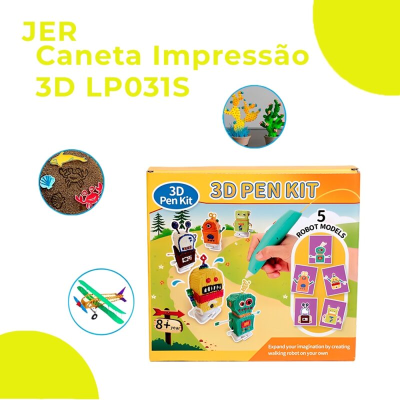 Caneta 3D Jer Lp031s Tela Oled Desenho Impressão Verde