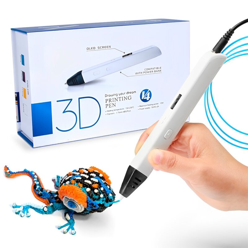 Caneta 3D Rp800a Jer Tela Oled Desenho Impressão Branca