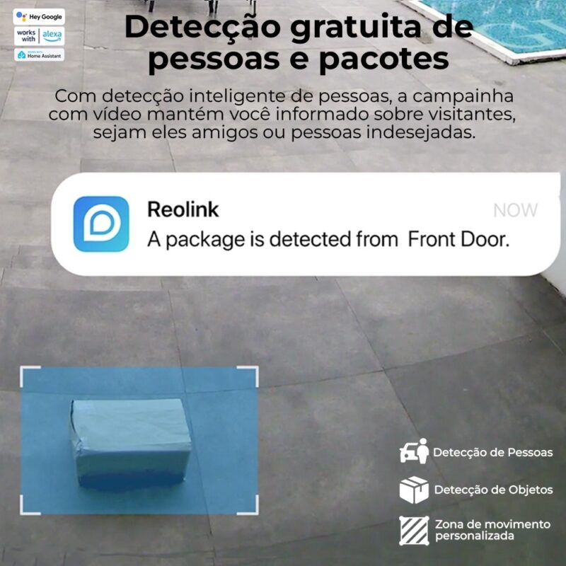 Câmera Externa Campainha Reolink WiFi 2K Com Fio Preta