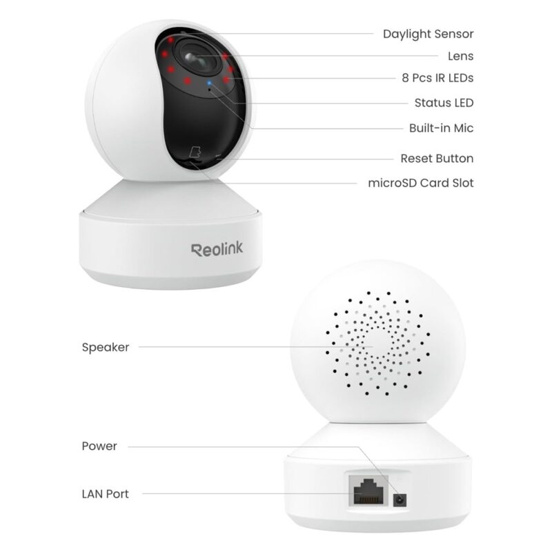 Câmera Ip Reolink E1 Zoom 5Mp Alexa G.Assistente Branca