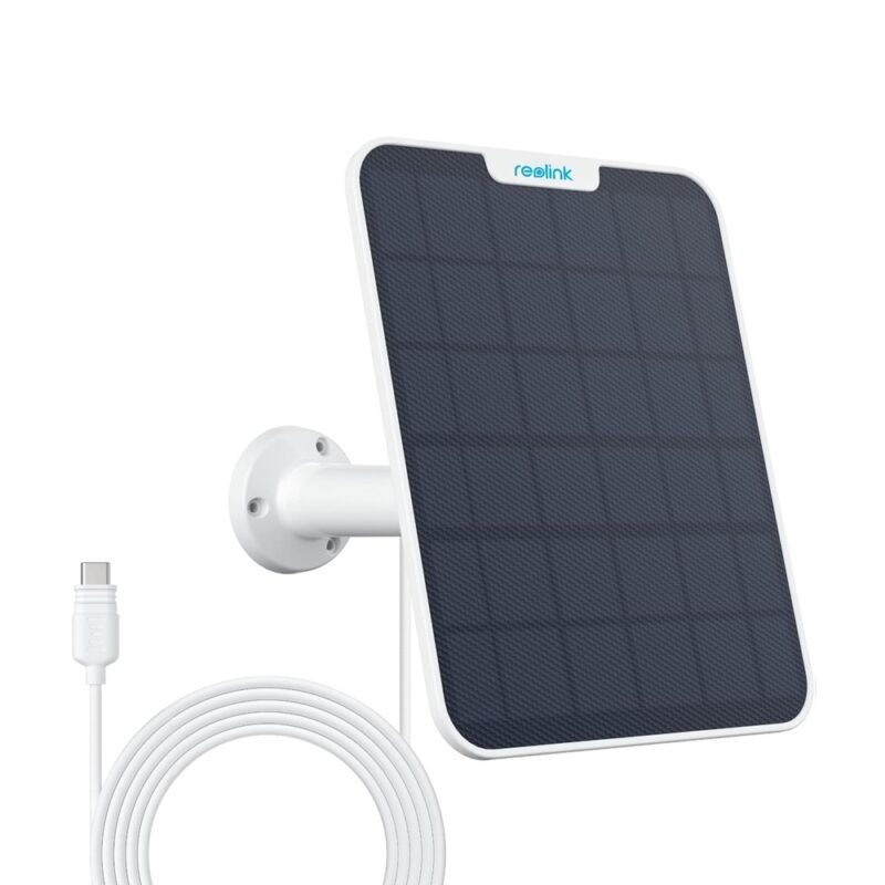 Painel Placa Solar Reolink 2 Usb C 6W Cabo 4Metro Branco