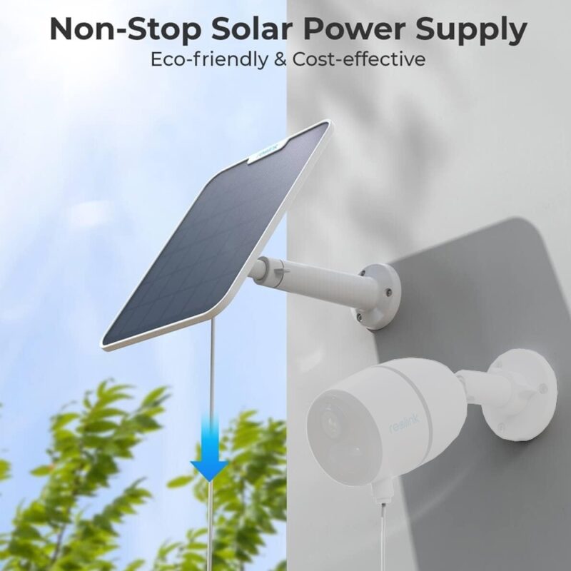 Painel Placa Solar Reolink 2 Usb C 6W Cabo 4Metro Branco