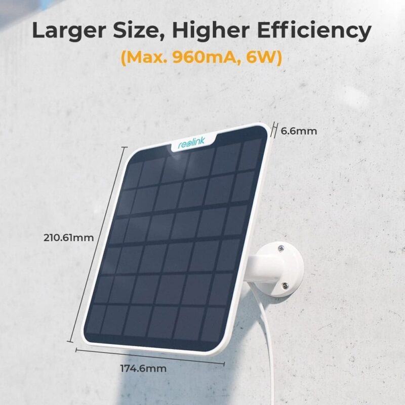 Painel Placa Solar Reolink 2 Usb C 6W Cabo 4Metro Branco