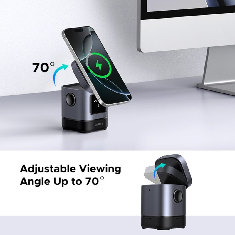 Carregador Magnético Sem Fio Ugreen 2in1 Máx. 15W Preto