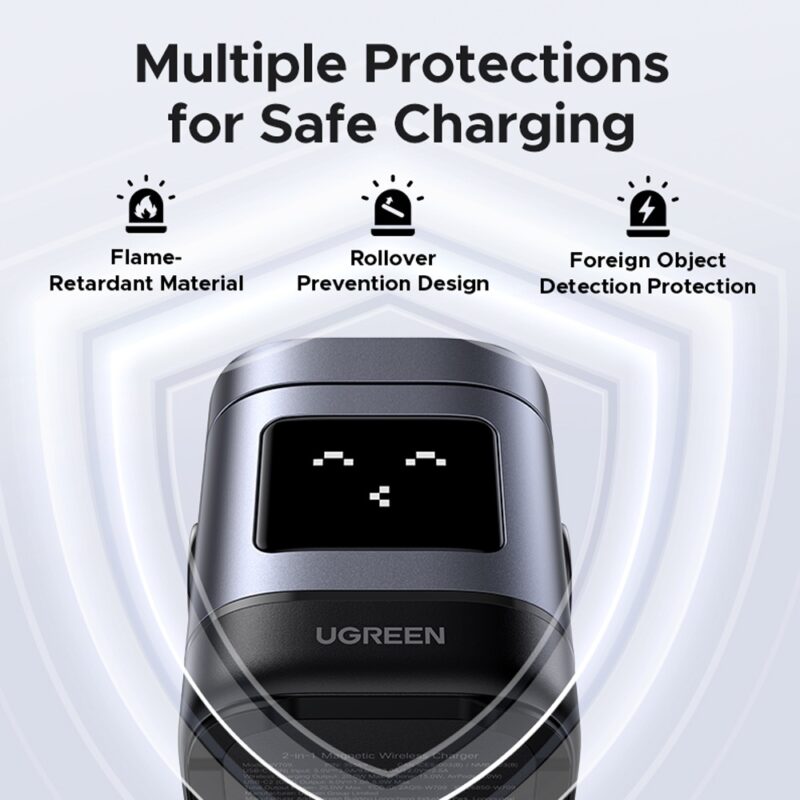 Carregador Magnético Sem Fio Ugreen 2in1 Máx. 15W Preto