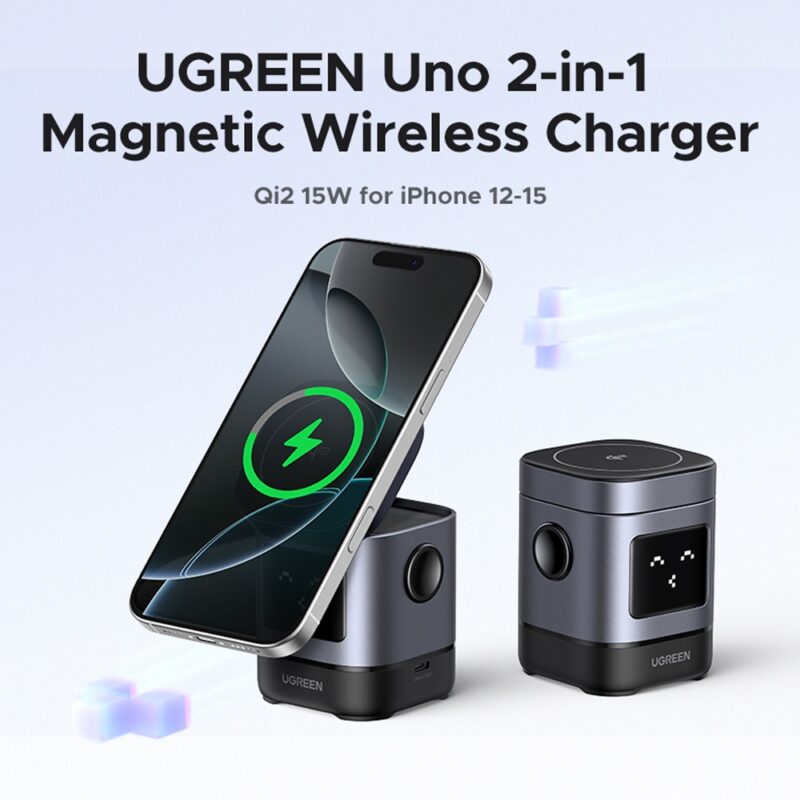 Carregador Magnético Sem Fio Ugreen 2in1 Máx. 15W Preto