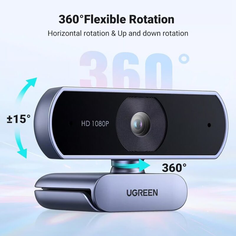 Câmera Webcam Ugreen Hd 1080p 30Fps Preto/Cinza