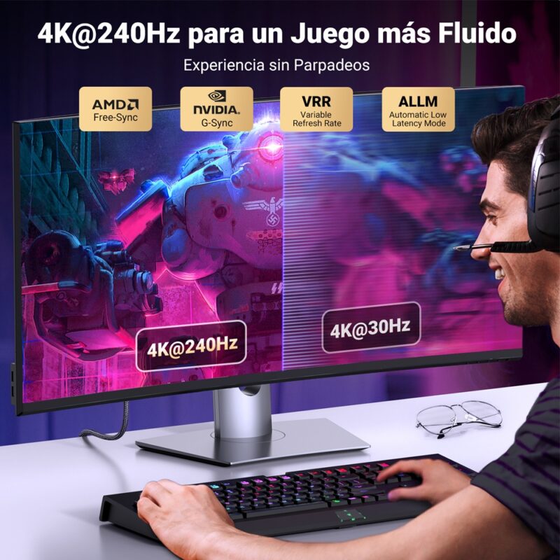 Cabo DisplayPort p/Hdmi Ugreen 8K60Hz 1Metro Preto