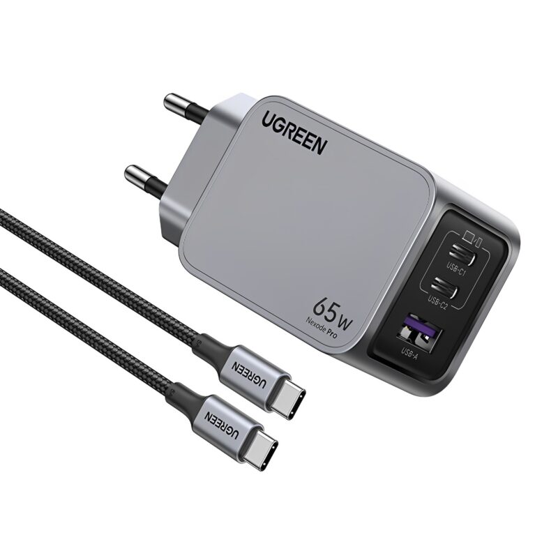 Carregador Usb A/C Ugreen Nexode Pro 65W + Cabo Cinza