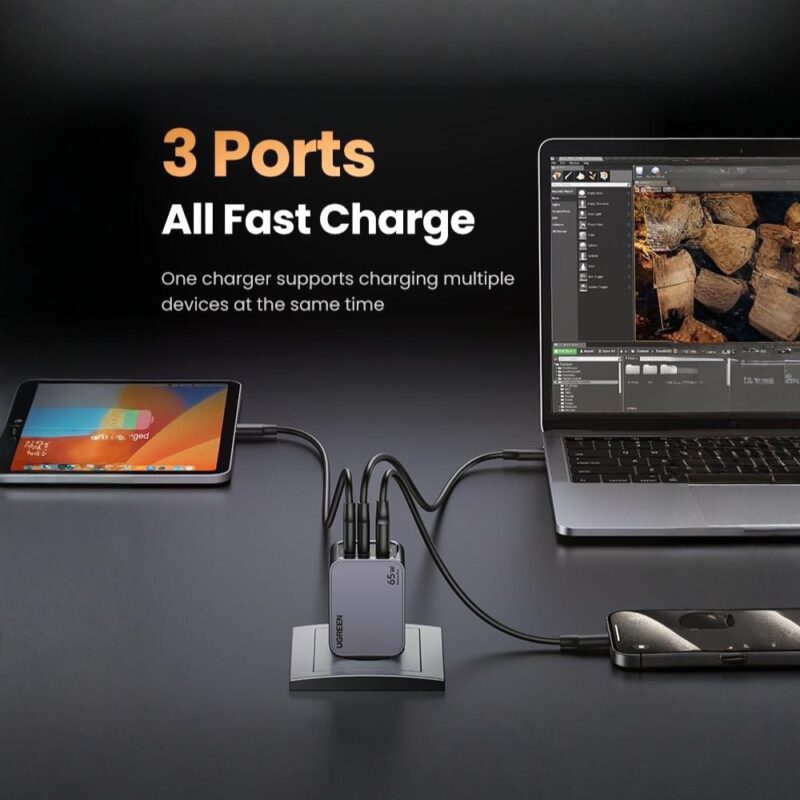 Carregador Usb A/C Ugreen Nexode Pro 65W + Cabo Cinza