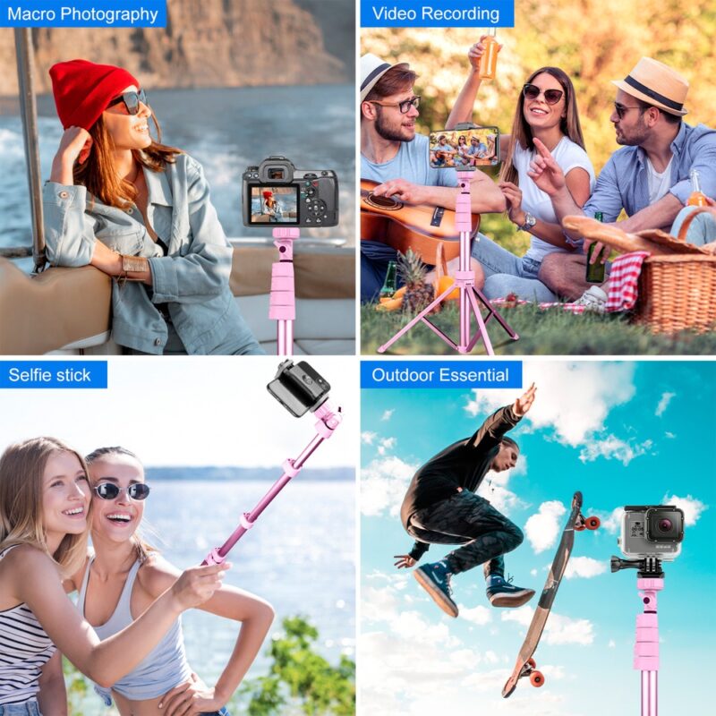 Tripé/Bastão Selfie Sensyne 62" Câmera Smartphone Rosa