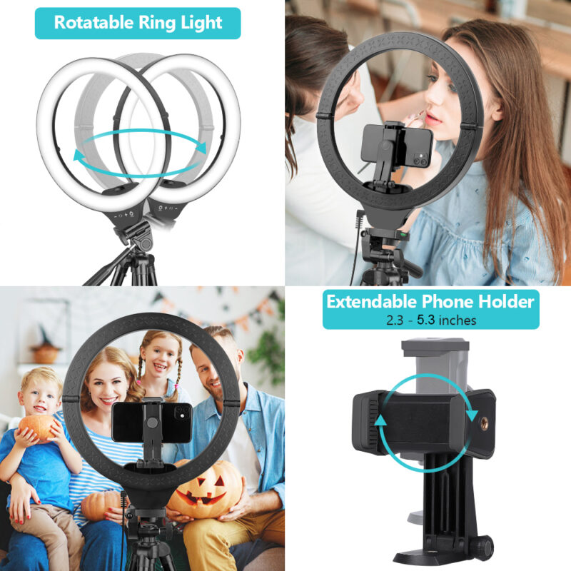 Luz Led Circular 14' Sensyne Tripé Extensível 50'' Preto