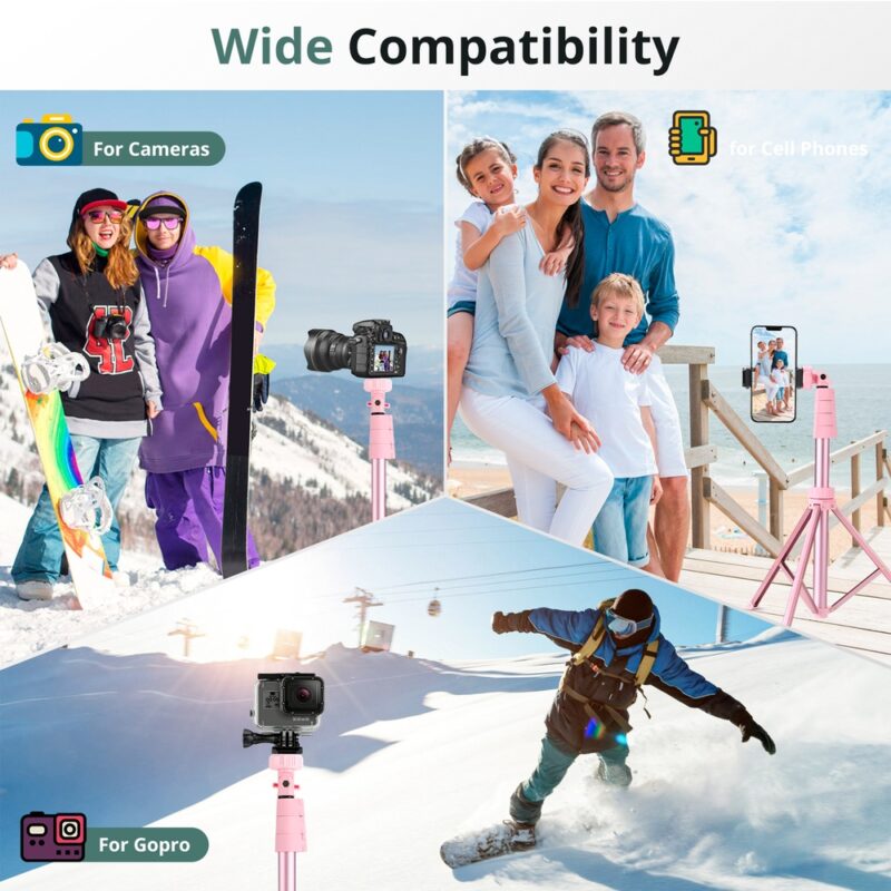 Tripé/Bastão Selfie Sensyne 72" p/Câmera Telefone Rosa