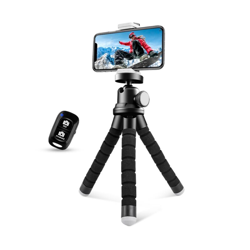 Tripé Foto Vídeo Sensyne para Câmera e Smartphone Preto