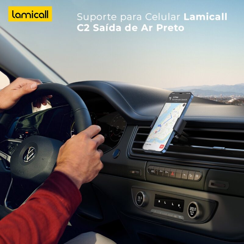 Suporte para Celular Lamicall C2 Saída de Ar Carro Preto