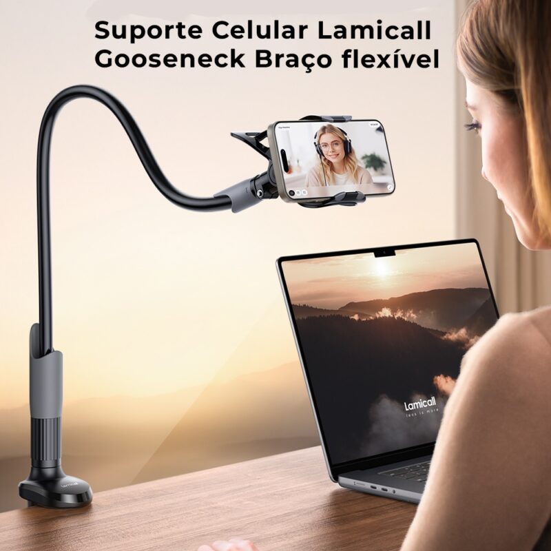 Suporte Celular Lamicall Gooseneck Braço flexível Preto