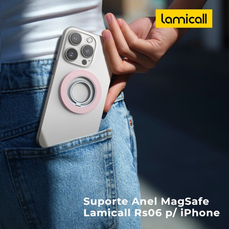 Suporte Anel MagSafe Lamicall Rs06 para Iphone Rosa