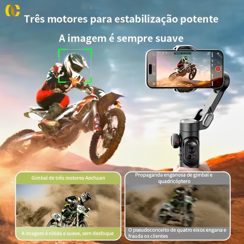 Gimbal Estabilizador Aochuan XE AI p/Smartphone Preto
