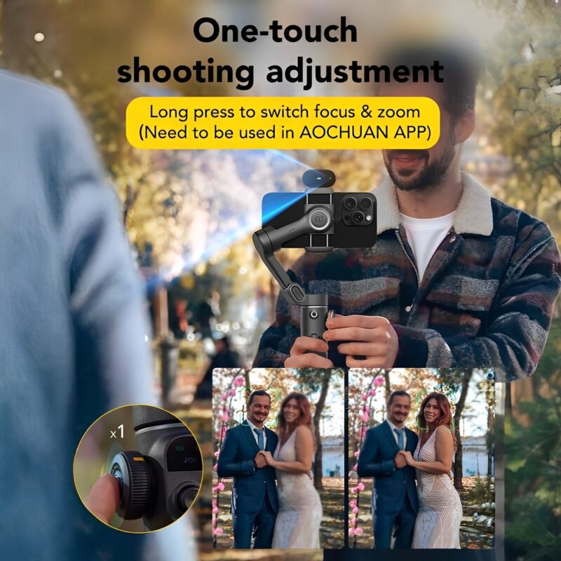 Gimbal Portátil Aochuan X2 AI Selfiestick Celular Preto