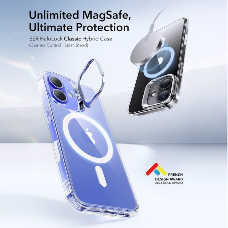 Capa iPhone 16 Esr com Suporte Stash Stand Botão Câmera