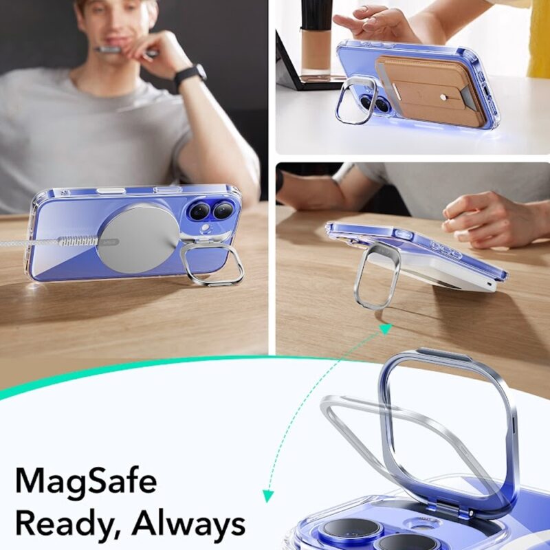 Capa iPhone 16 Esr com Suporte Stash Stand Botão Câmera