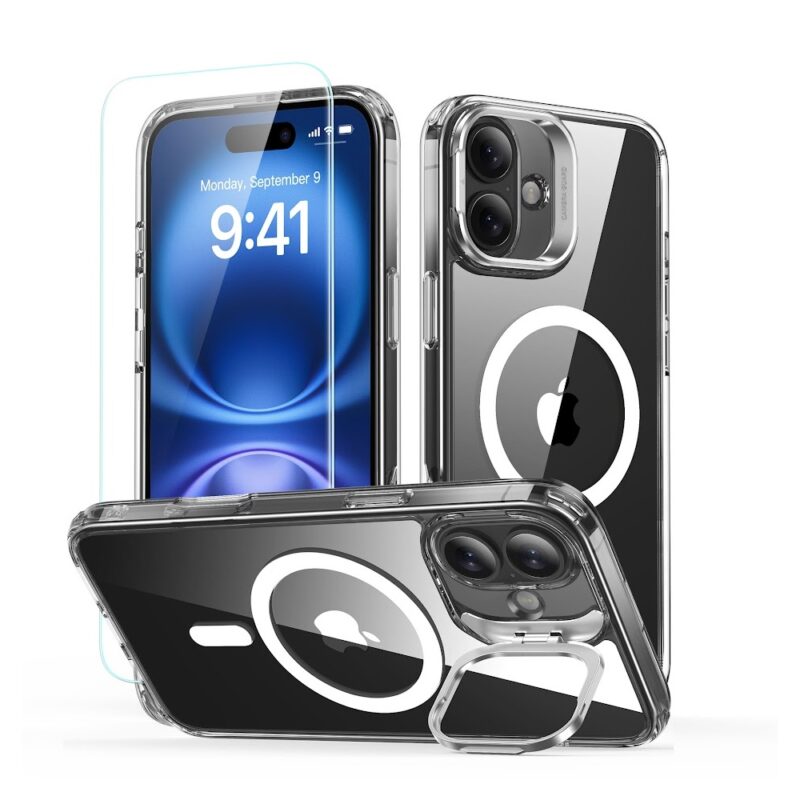 Capa Stash Stand + Película Vidro Esr pra iPhone 16 Plus