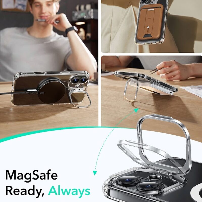 Capa Stash Stand + Película Vidro Esr pra iPhone 16 Plus