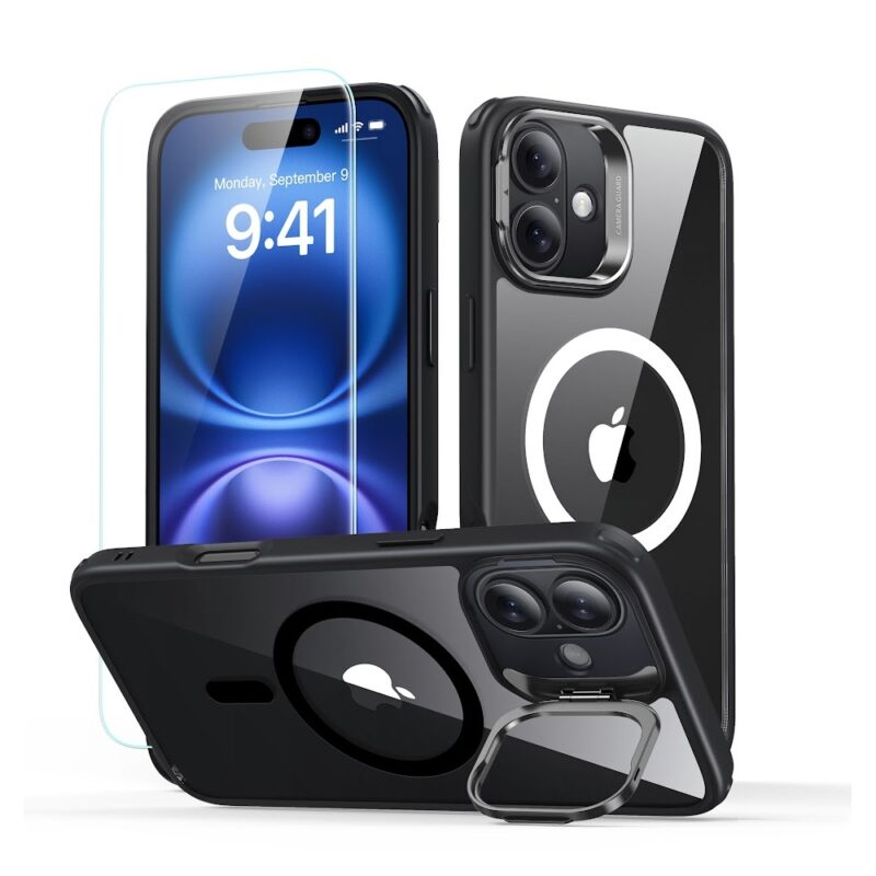 Capa Stash Stand + Película Vidro Esr pra iPhone 16 Plus