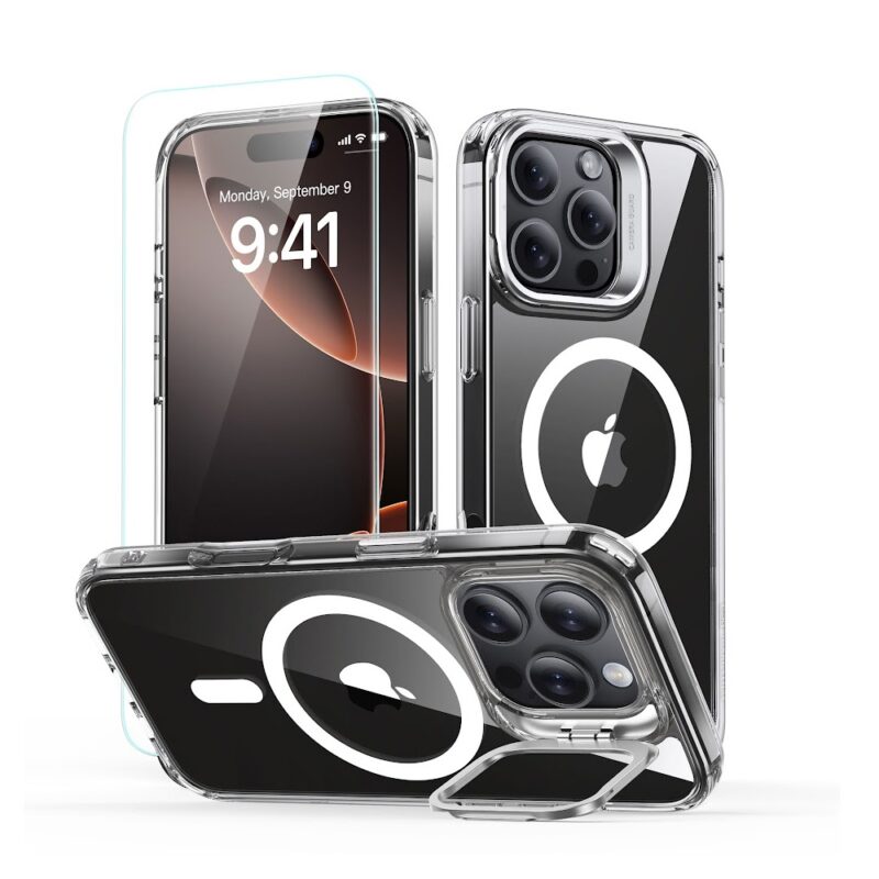 Capa Stash Stand + Película Vidro Esr para iPhone 16 Pro