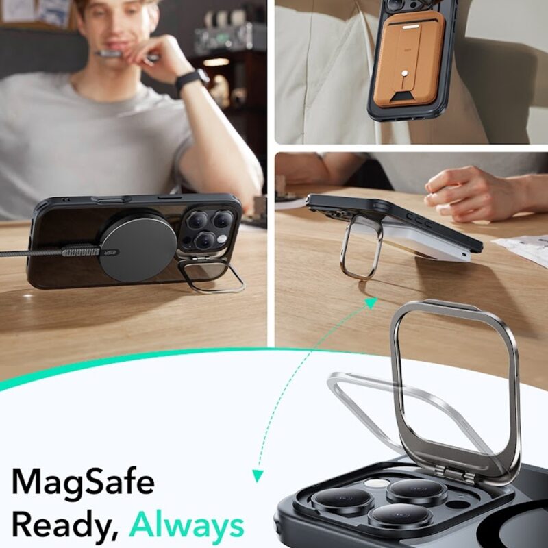 Capa Stash Stand + Película Vidro Esr para iPhone 16 Pro
