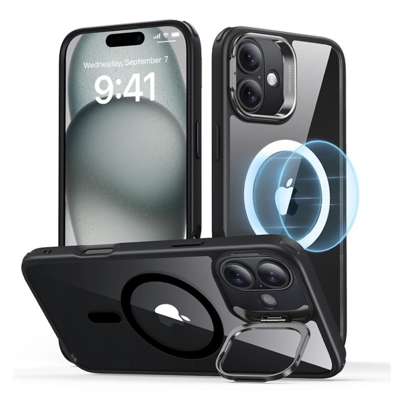 Capa iPhone 16 Esr Classic com Suporte Stash Preto Clear