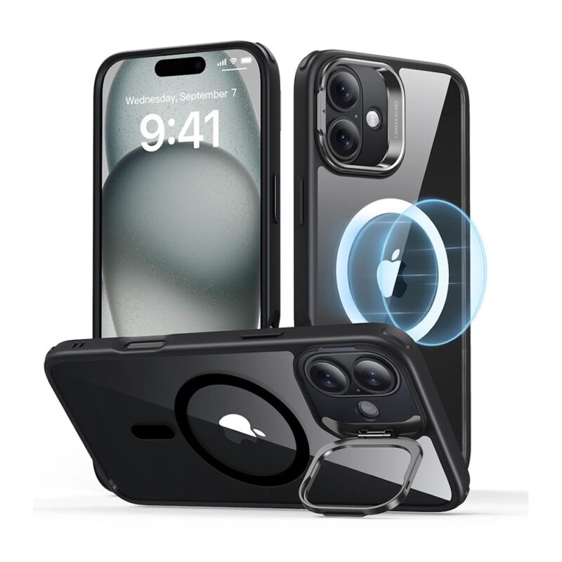 Capa iPhone 16 Plus Esr com Suporte Stash Preto Clear