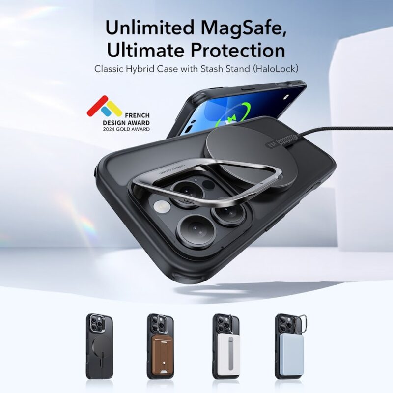Capa iPhone 16 Pro Esr com Suporte Stash Preto Fosco
