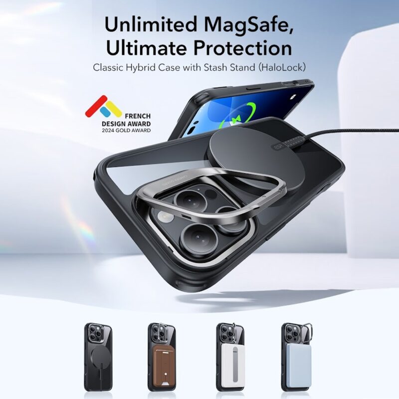 Capa iPhone 16 Pro Max Esr com Suporte Stash Preto Clear