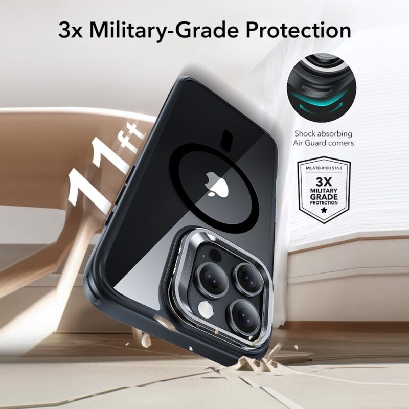 Capa iPhone 16 Pro Max Esr com Suporte Stash Preto Clear
