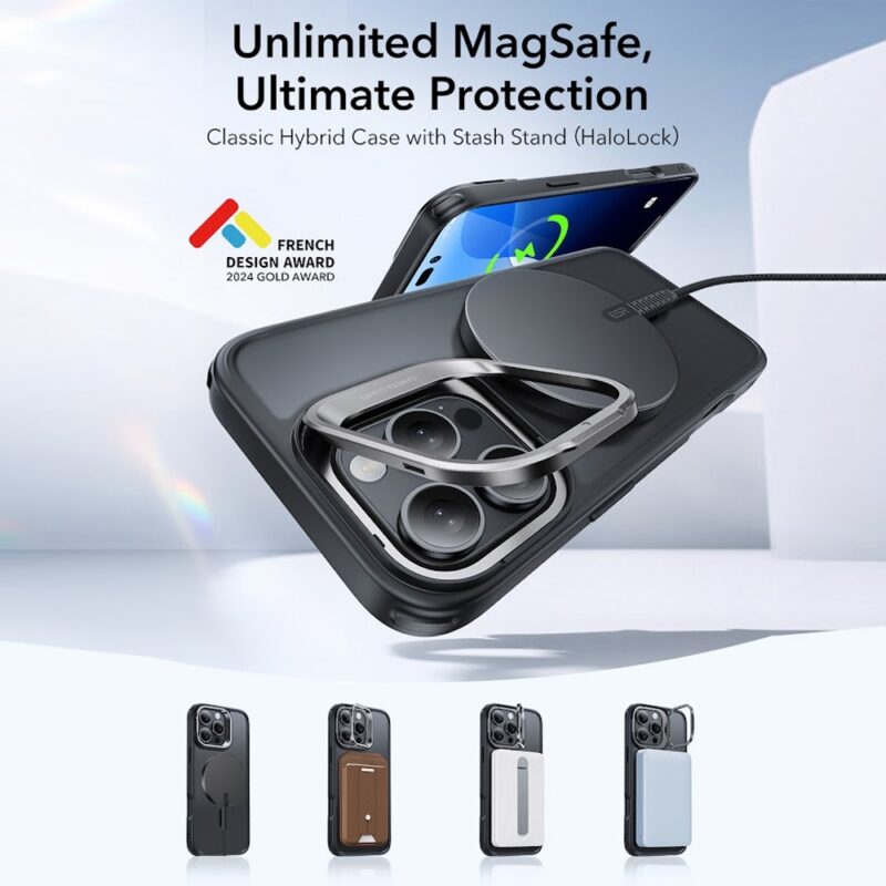 Capa iPhone 16 Pro Max Esr com Suporte Stash Preto Fosco