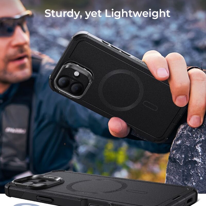 Capa iPhone 16 Esr Cyber Armor com Suporte Stash Preta