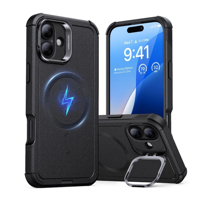 Capa iPhone 16 Plus Esr Cyber Armor Suporte Stash Preta