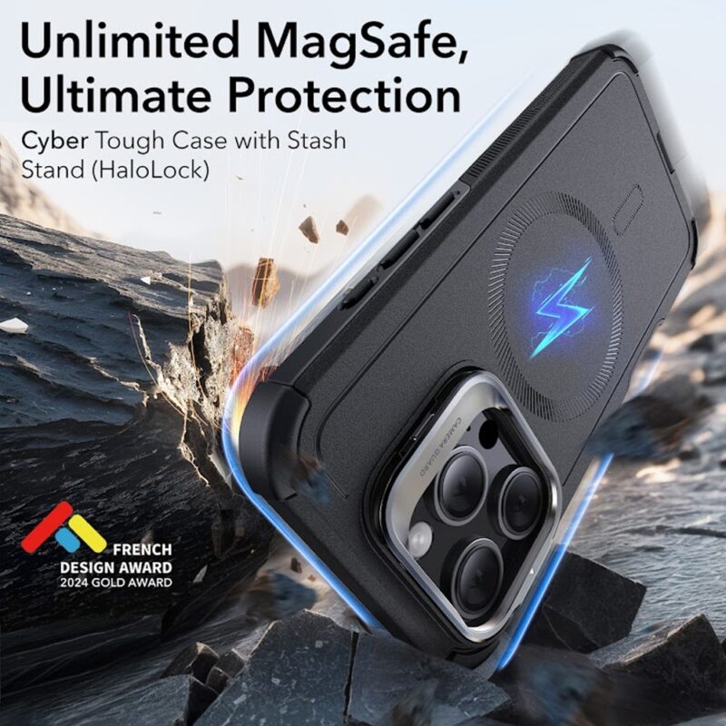 Capa iPhone 16 Pro Max Esr Cyber com Suporte Stash Preta