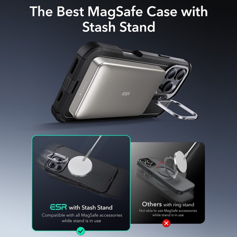 Capa iPhone 16 Pro Max Esr Cyber com Suporte Stash Preta