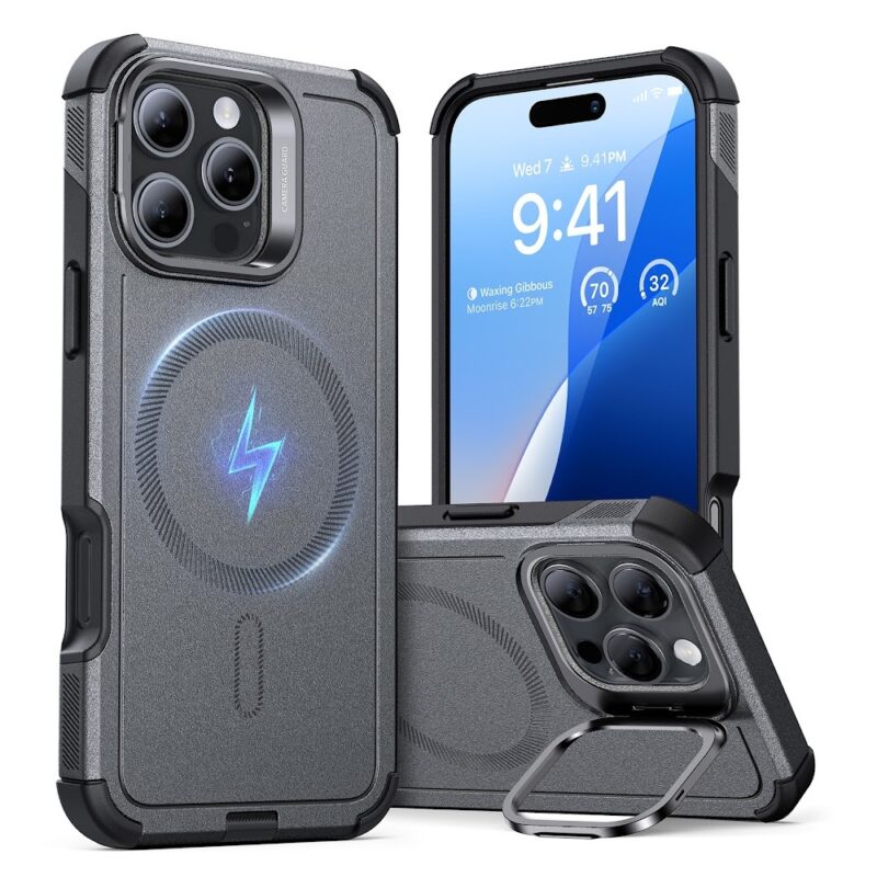 Capa iPhone 16 Pro Max Esr Cyber com Suporte Stash Cinza