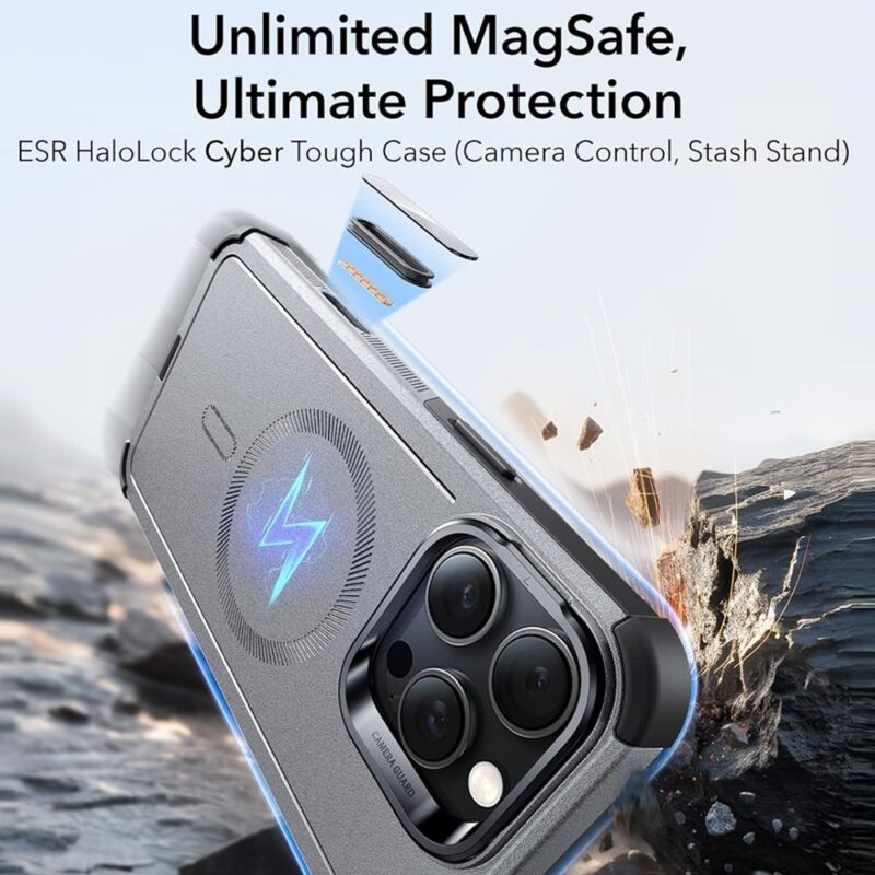 Capa iPhone 16 Pro Max Esr Cyber com Suporte Stash Cinza