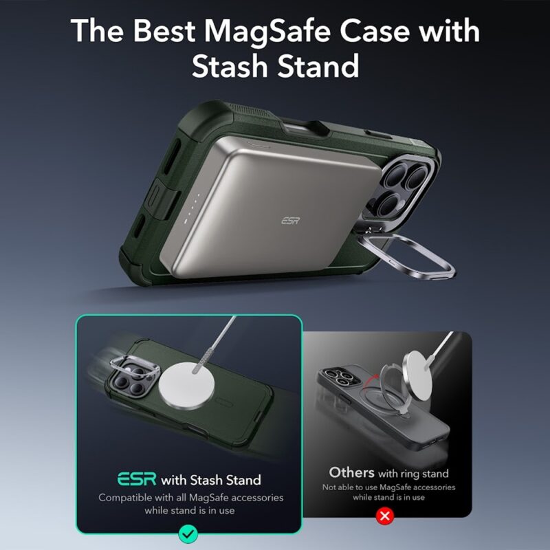 Capa iPhone 16 Pro Max Esr Cyber com Suporte Stash Verde