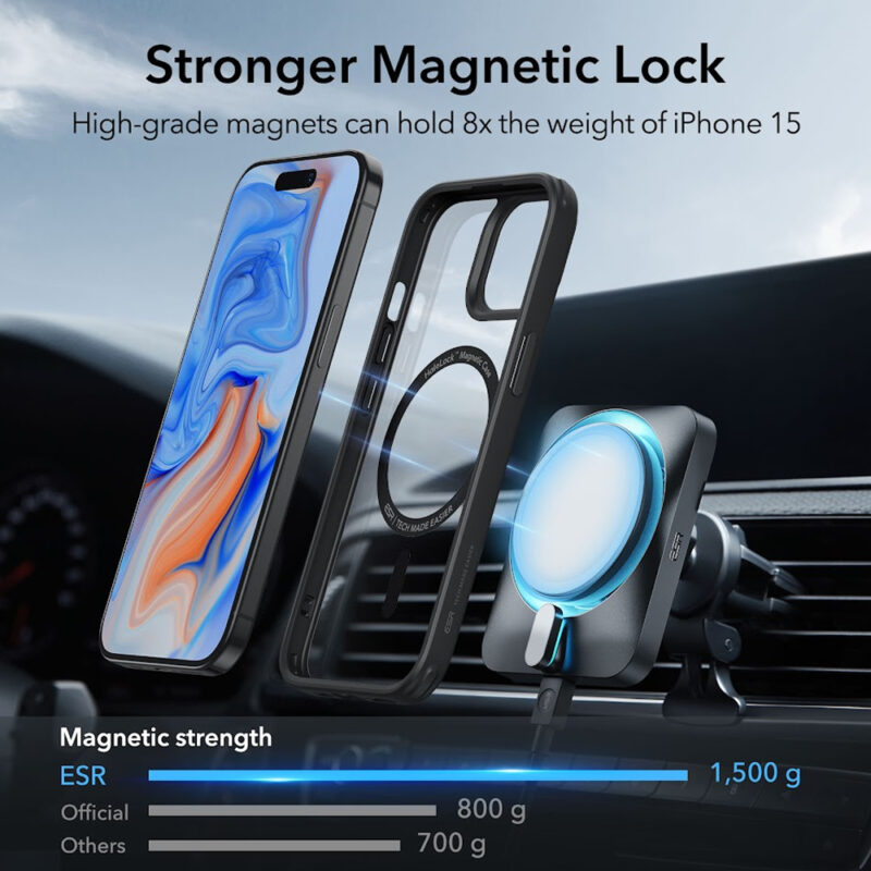 Capa/Capinha Esr Classic Hybrid p/iPhone 15 Preto Clear