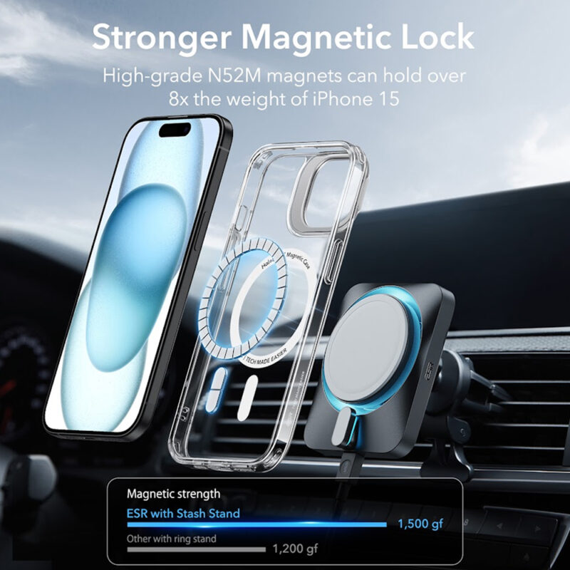Capa Esr Classic Com Suporte para iPhone 15 Transparente