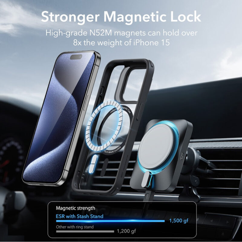 Capa Esr Classic Com Suporte iPhone 15 Pro  Preto Clear