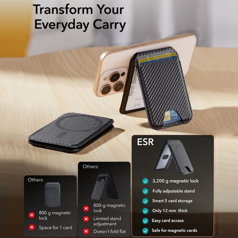 Carteira Magnética Esr MagSafe para iPhone Preto Carbon