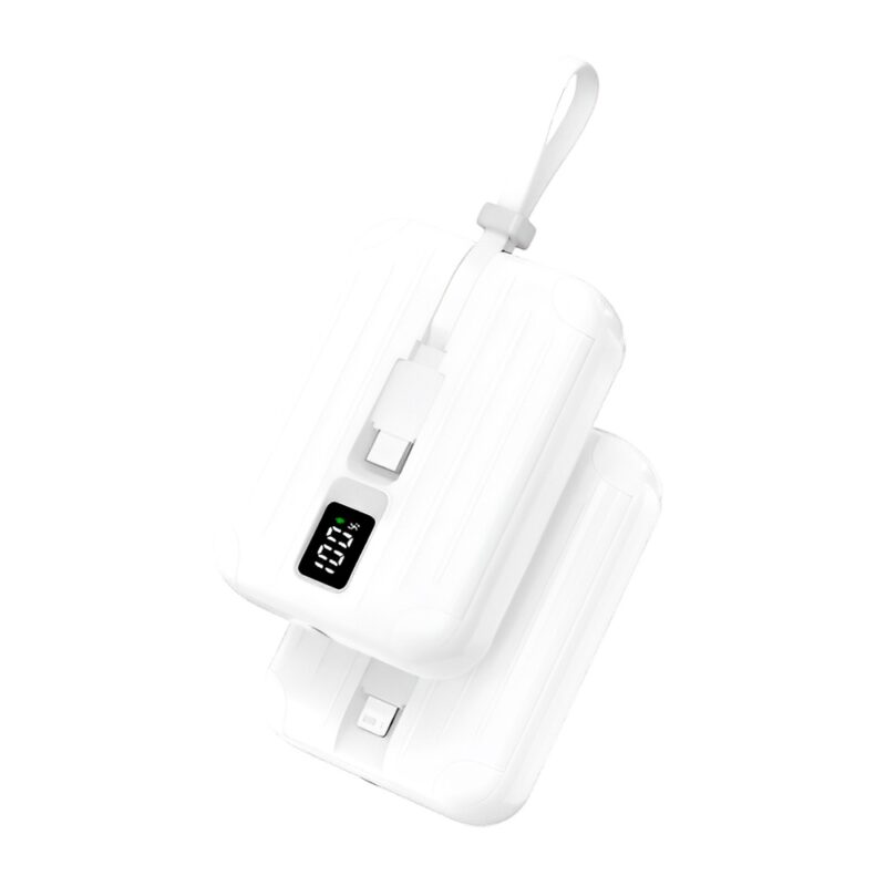 Power Bank 10000Mah Pisen Cabos Usb C/Ios 22.5W Branca