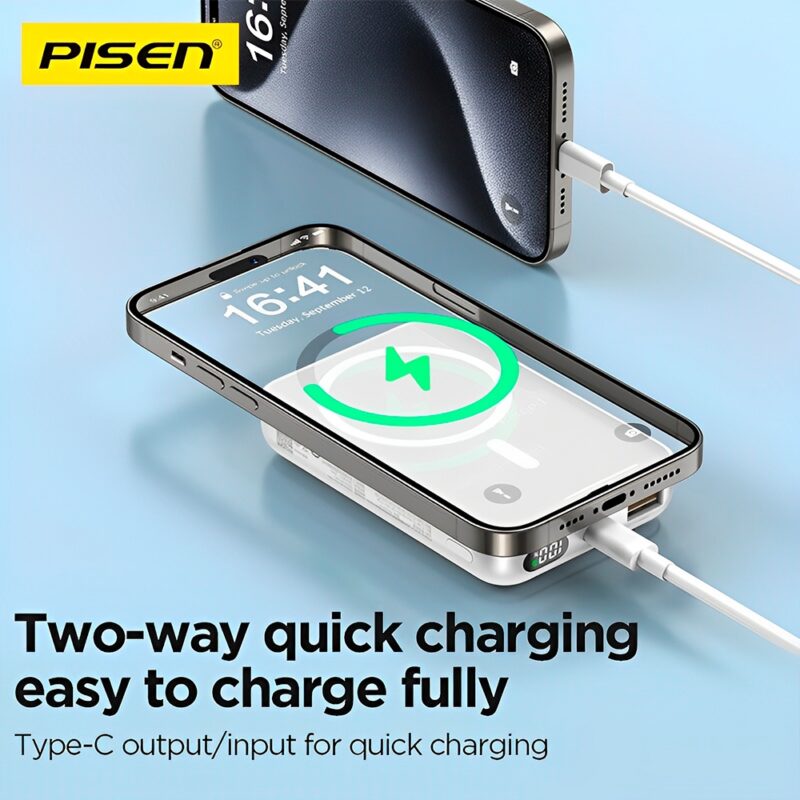 Power Bank 20000Mah Pisen Porta Usb A/C Máx. 30W Branca